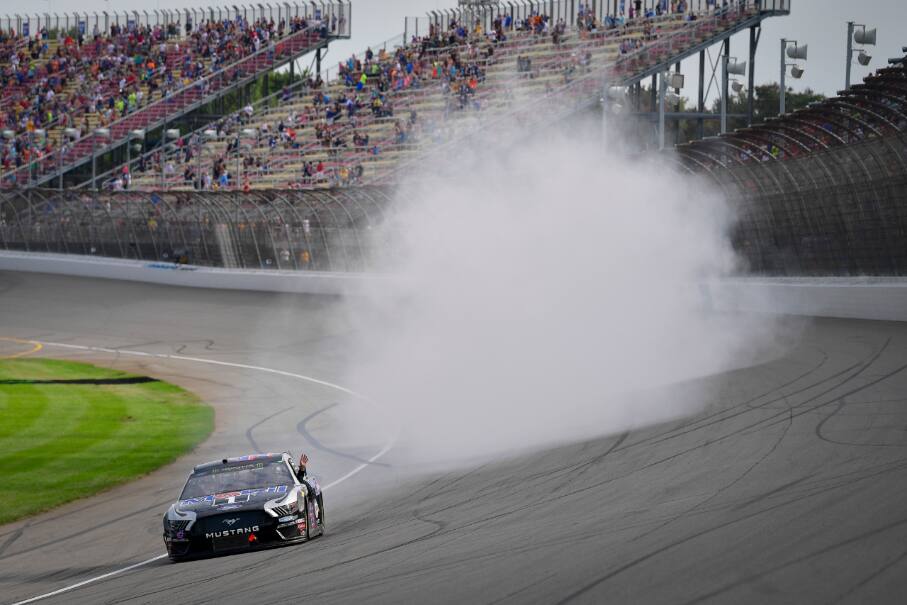 Ford won its fourth straight NASCAR Cup Series race at Michigan International Speedway. Ford won its fourth straight NASCAR Cup Series race at Michigan International Speedway.